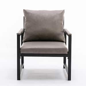 Gray Faux Leather Accent Chair Arm Chair
