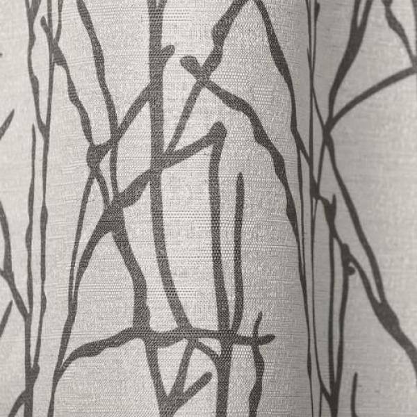 Branches Black Pearl Linen Blend Grommet Top Curtain Panel Pair
