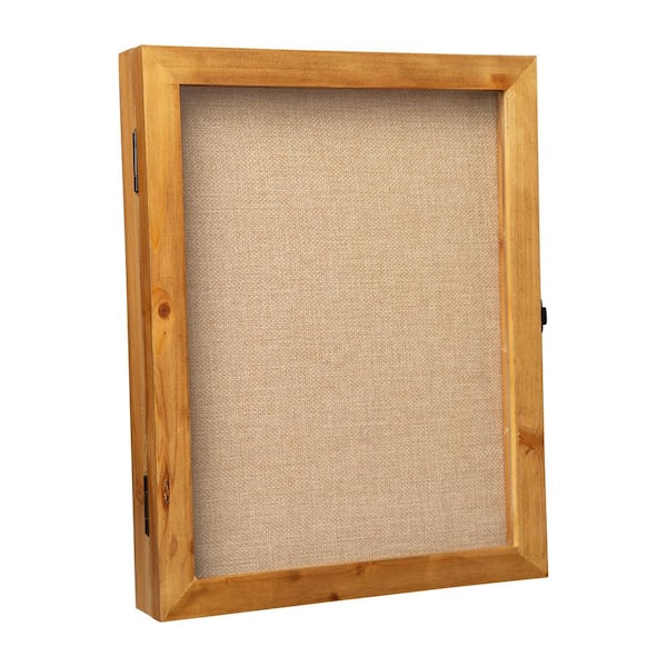 Carnegy Avenue Peyton 11x14 Shadow Box Display Case with Linen Liner, 8 Push Pins and Solid Pine Wood Frame in Weathered Brown
