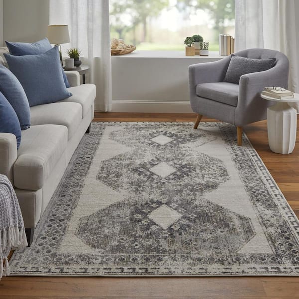 2 ft. x 3 ft. Gray, Ivory, Taupe Abstract Area Rug