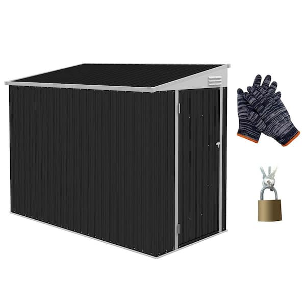4 ft. W x 8 ft. D Lean-to Metal Shed with Lockable Door and Air Vents, Galvanized Steel Outdoor Storage for Garden