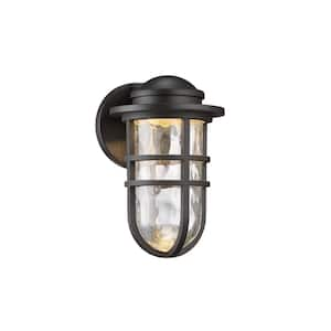 Steampunk 9 in. Bronze Integrated LED Outdoor Wall Sconce, 3000K