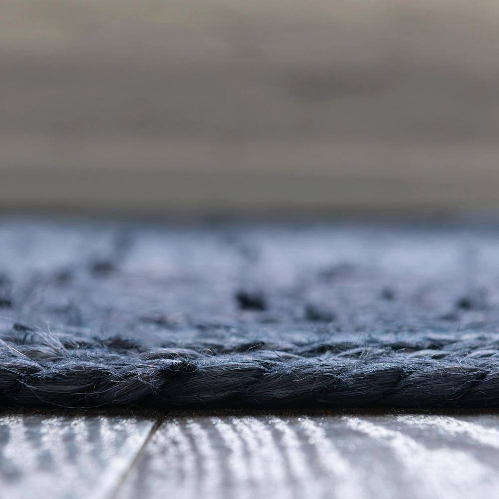 Handmade Navy Blue Braided Jute 5'x8' Indoor Rug