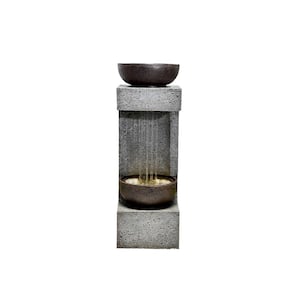 34 in. H Rainfall Fountain with Bowl On Top with LEDS