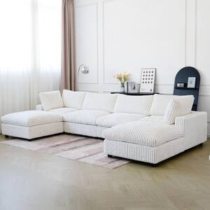 Magic Home 236.22 in. W Squre Arm Soft Faux Rabbit Fur Velvet Modular ...