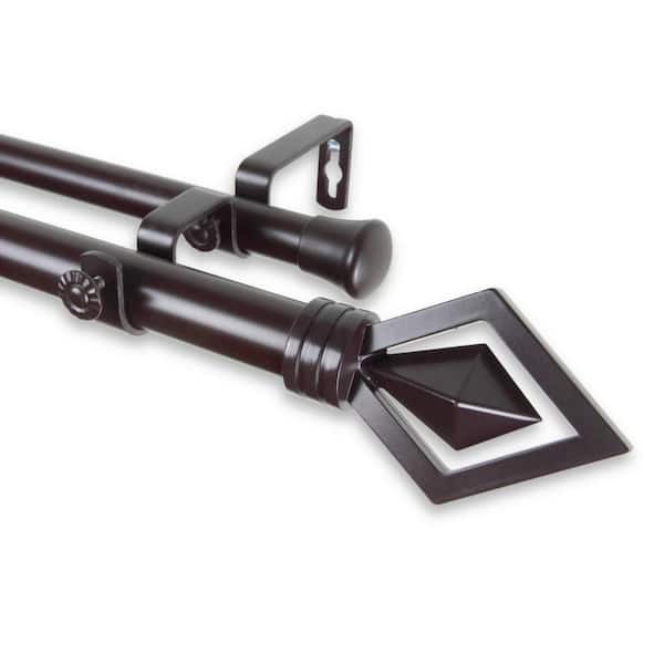 Rod Desyne Lenore 160 in. - 240 in. Adjustable 1 in. Dia Double Curtain Rod in Mahogany