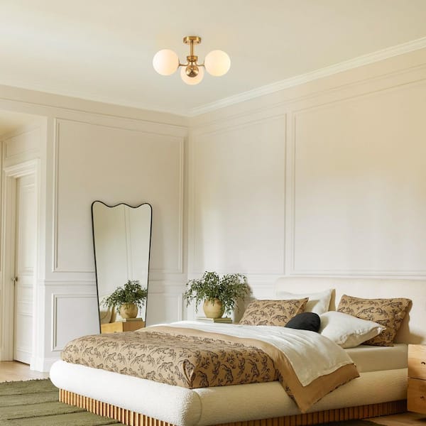 シマノ REALLANCER LIGHT AJI 160 Rennnsan Zora 22 in. 3-Light Brass Modern Globe Semi-Flush Mount