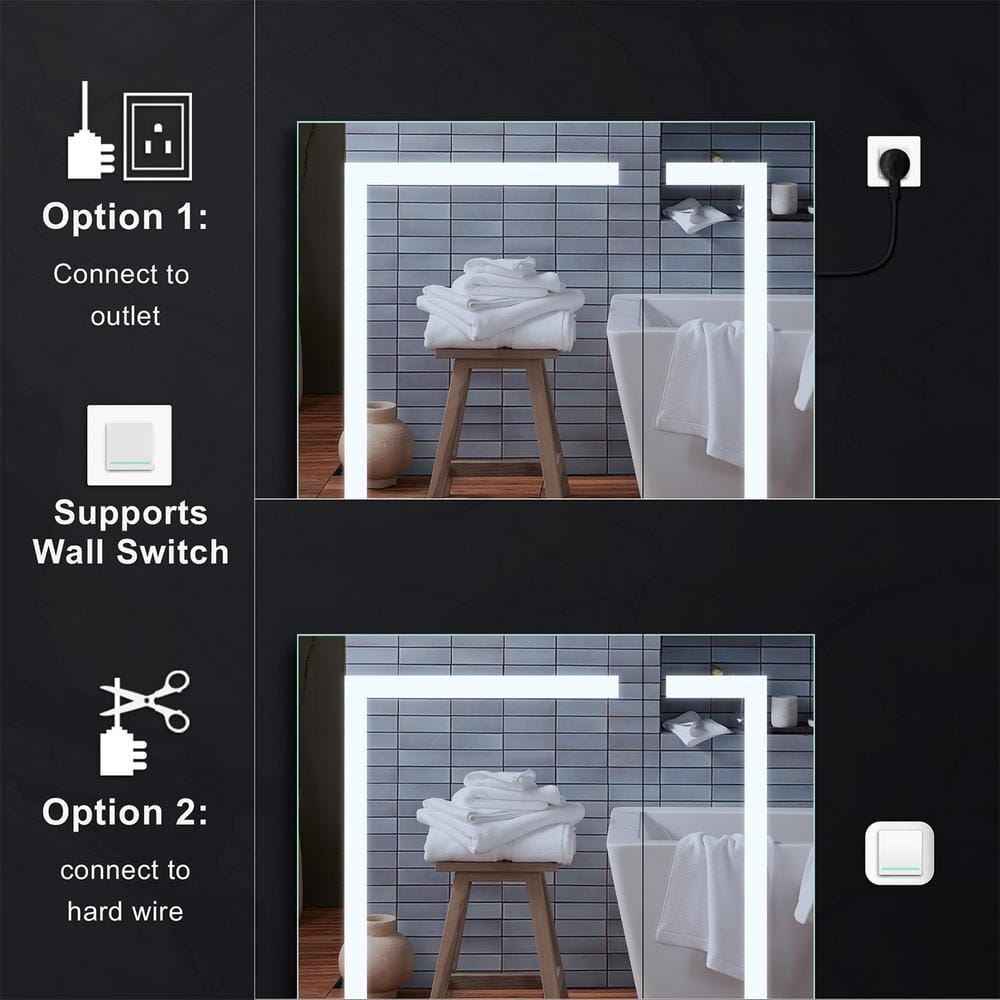 36" x 30" Silver Aluminum LED Medicine Cabinet with Mirror