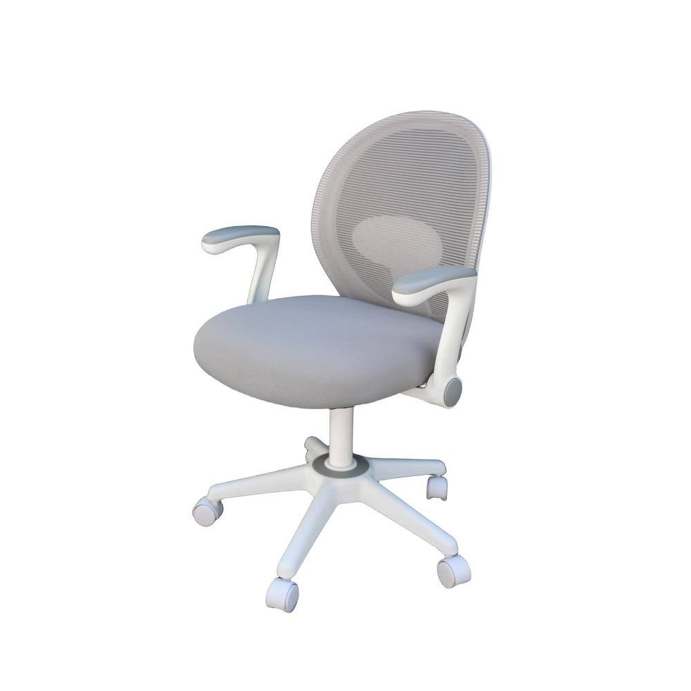 Grey Mesh and Fabric Task Chair with Adjustable Arms