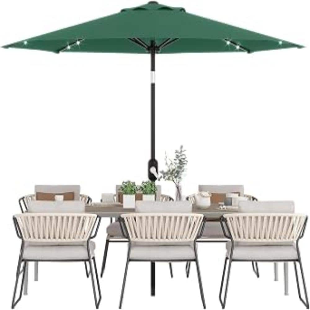 9ft Solar LED Patio Umbrella with 32 Lights, Tilt & Crank 8-Ribs Outdoor Market Umbrella for Garden Deck Pool-Dark Green price history on PriceWatchPro