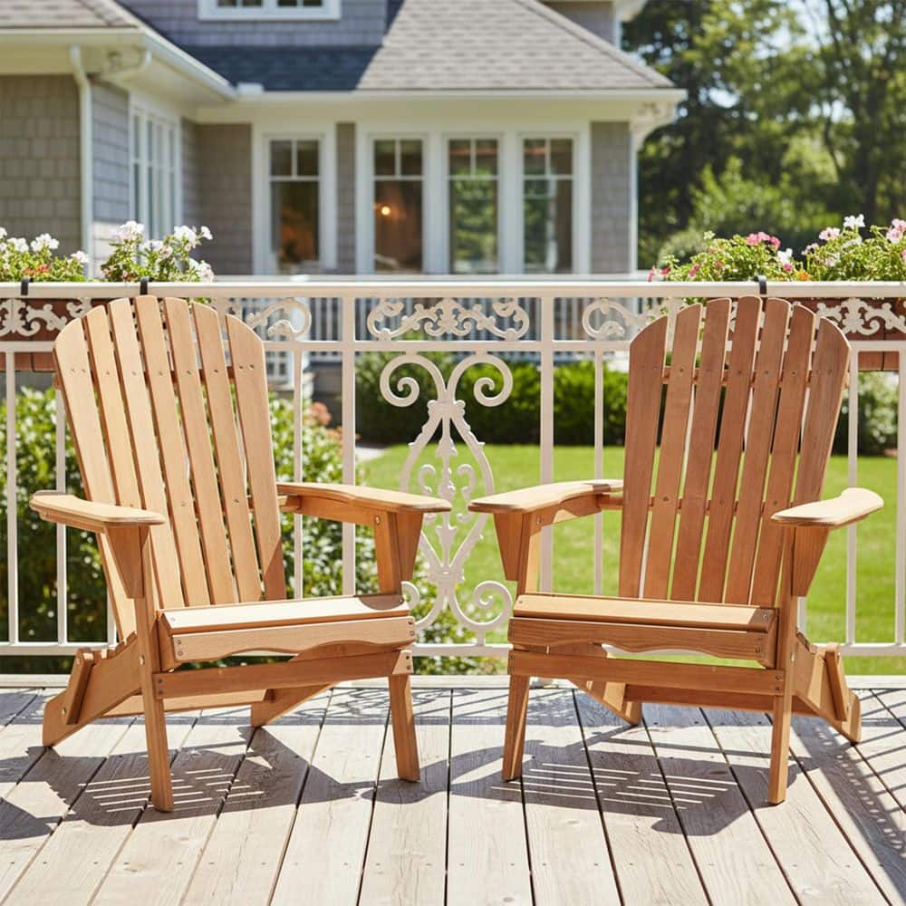 Outdoor Wooden Folding Adirondack Chair Set of 2 with Pre-Assembled BackRest for Garden,Backyard,Porch,Pool Deck,Firepit price history on PriceWatchPro