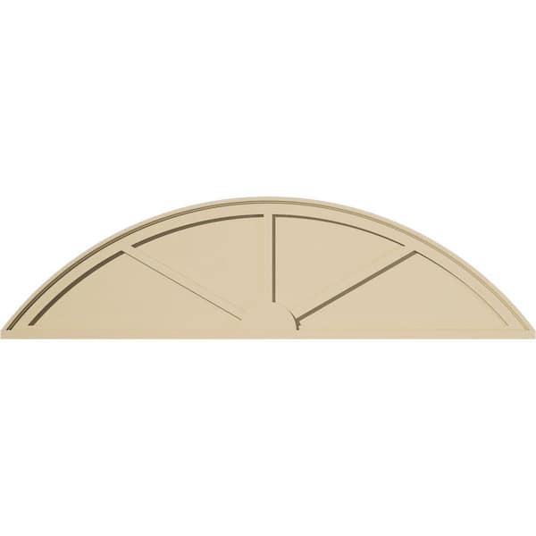 Ekena Millwork 62-in. W x 16-1/2-in. H x 2-in. P Segment Arch 3 Spoke Signature Urethane Pediment, Primed Tan