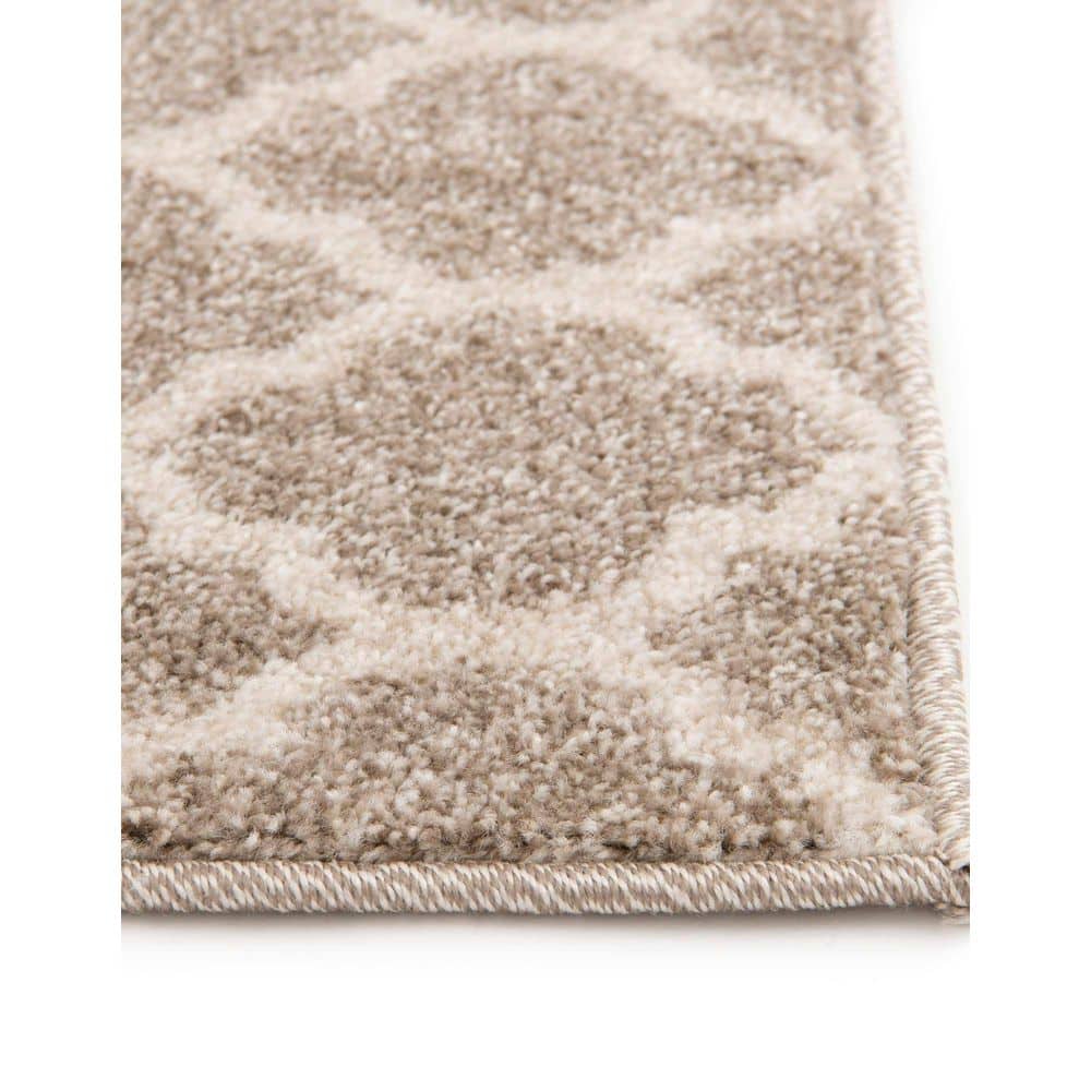 Elegant Trellis Light Brown Indoor Area Rug with Easy Care Features