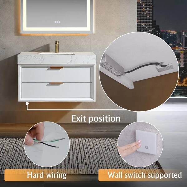 Xspracer Moray 36 in. W x 21 in. D x 21 in. H Floating Single Sink