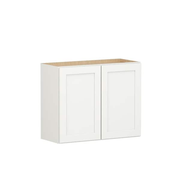 Shaker Full Overlay 30 in. W. x 12 in. D x 24 in. H Plywood Assembled Wall Kitchen Cabinet in Linen White