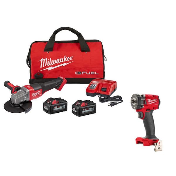 Milwaukee M18 FUEL 18-Volt Lithium-Ion Brushless Cordless 4-1/2 in./6 in. Grinder w/Paddle Switch Kit & M18 FUEL CP Impact Wrench