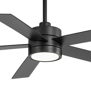 Isabella 52 in. Indoor Black Modern Ceiling Fan with Color-Changing LED with Remote and Downrod Included