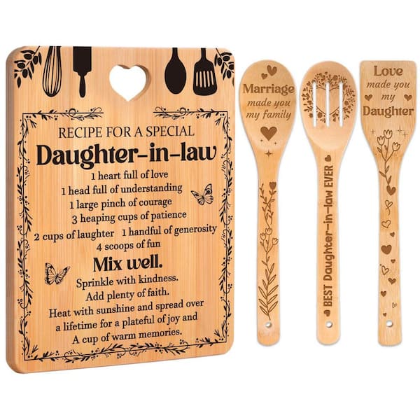 Brown Bamboo 11 in. x 0.4 in. x 8.5 in. Cutting Board Set for Bread Fish Fruit Meat, Christmas Gifts for Daughter in Law