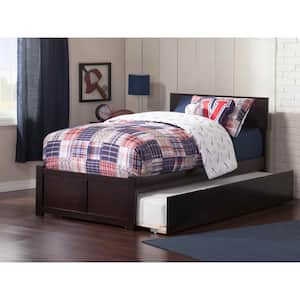 Orlando Espresso Twin Platform Bed with Flat Panel Foot Board and Twin Size Urban Trundle Bed