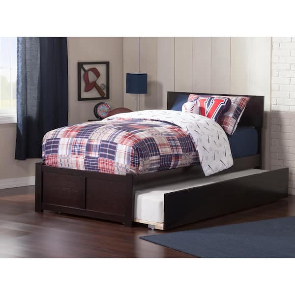 AFI Orlando Espresso Twin Platform Bed with Flat Panel Foot Board and Twin Size Urban Trundle Bed