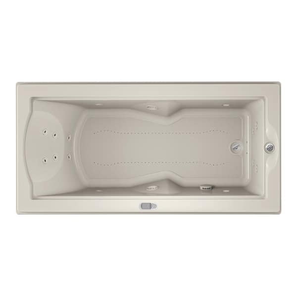 FUZION SALON SPA 70.7 in. x 35.4 in. Rectangular Combination Bathtub with Right Drain in Oyster