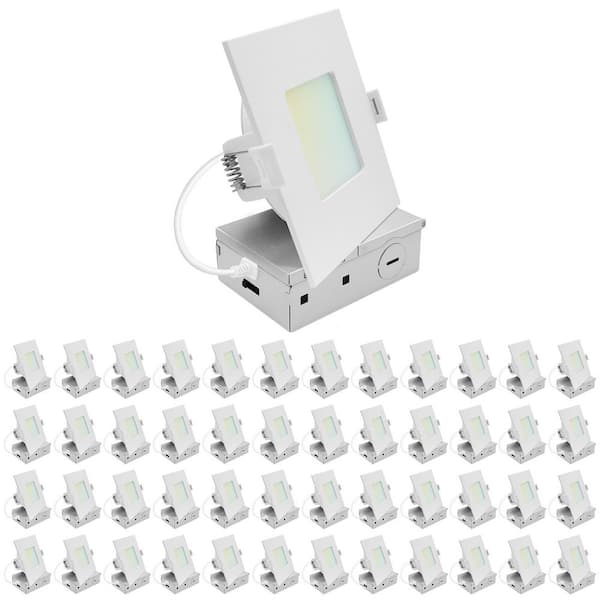 4 in. Integrated LED Square Recessed Light, Mini Panel Light, 5CCT, 1000LM, 11W, 100°, Dimmable, ETL Listed 48 Pack