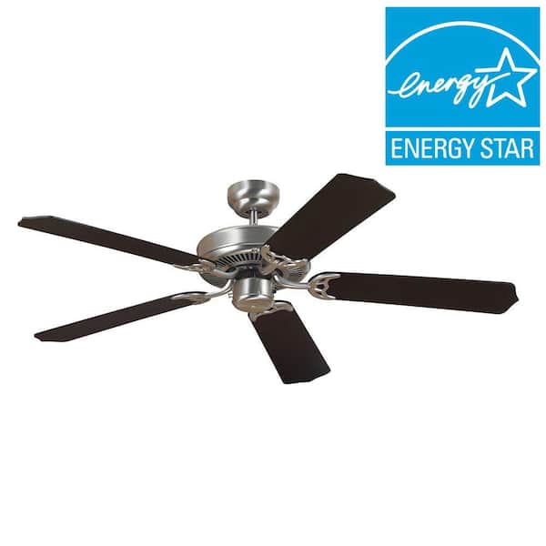 Generation Lighting Quality Max 52 in. Brushed Nickel Ceiling Fan with Cerused Oak/Ebony Blades