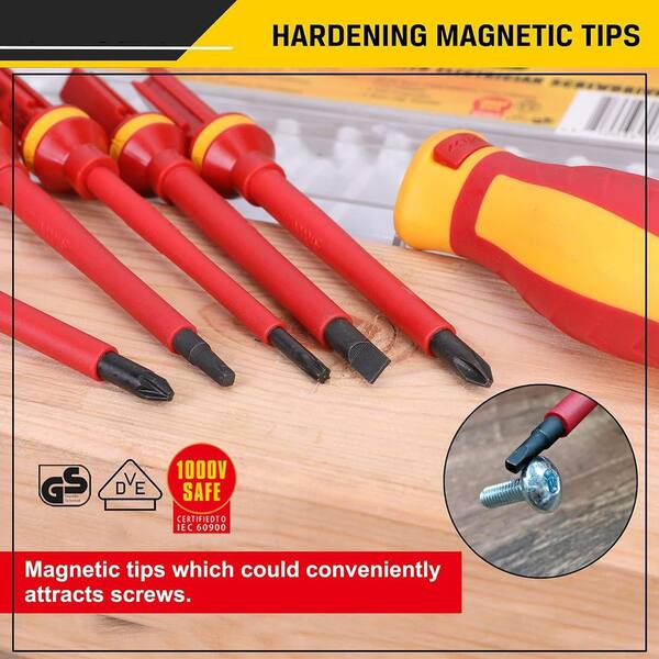 YICHUHAOXI Insulated 15 in. Shank 15 Bit Red Insulated Screwdriver