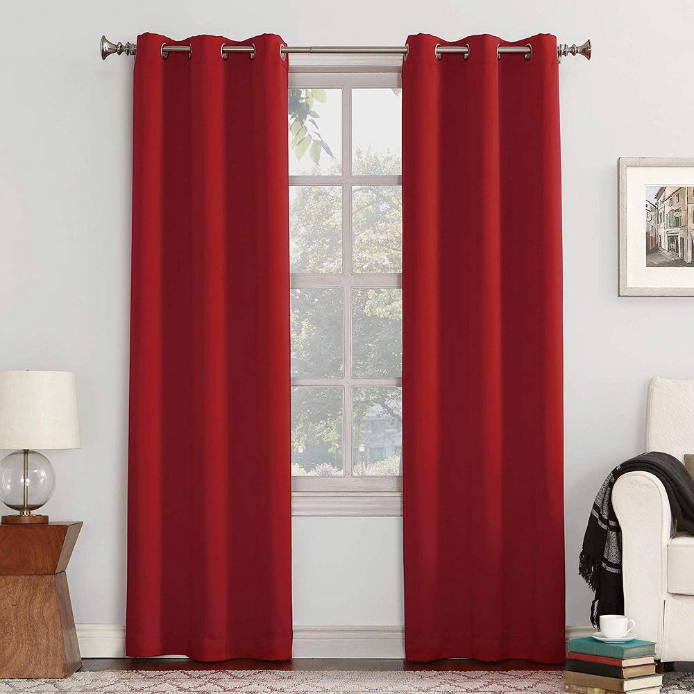 Red 63-Inch Blackout Grommet Curtain Panel