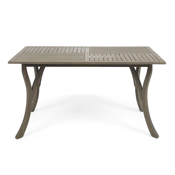 Miscool Avex Grey Rectangular Acacia Wood 30 in. H Outdoor Dining Table