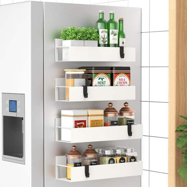 Unbranded White Magnetic Spice Storage Rack Organizer in (4-Packs)