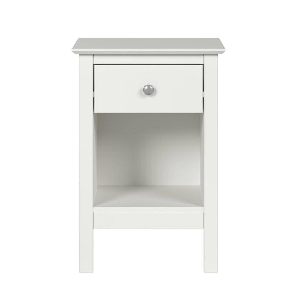 One Drawer End Table/Nightstand in White