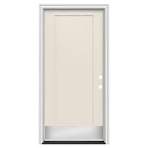 36 in. x 80 in. 1 Panel Flat Right-Hand/Inswing Primed Steel Prehung Front Door w/Brickmould, ADA Accessible