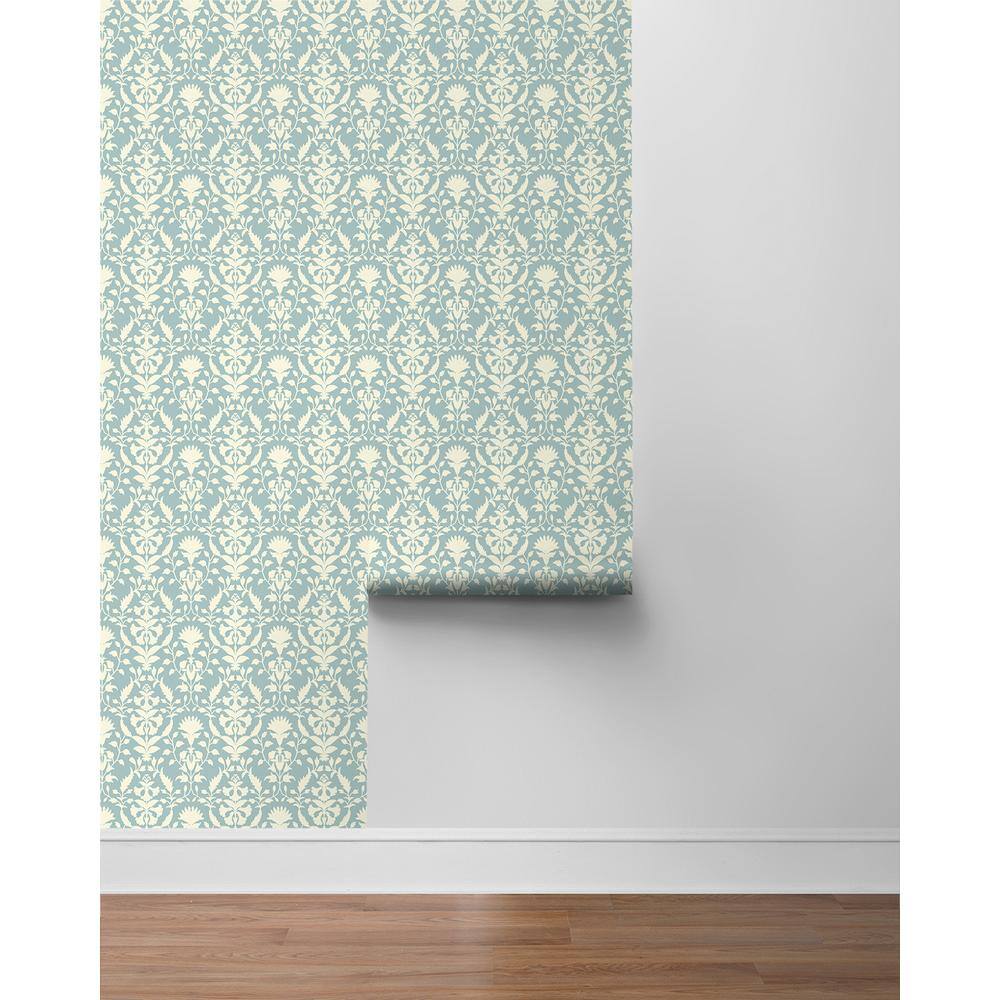 Chambray Blue Floral Self-Adhesive Vinyl Wallpaper Roll