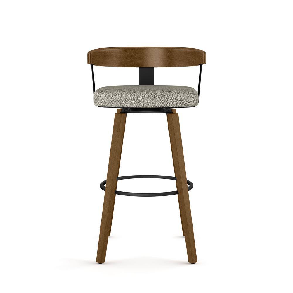 Cohen 30'' Light Beige Swivel Bar Stool with Solid Wood Frame
