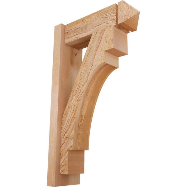Ekena Millwork 6 in. x 30 in. x 18 in. Western Red Cedar Merced Arts and Crafts Rough Sawn Outlooker