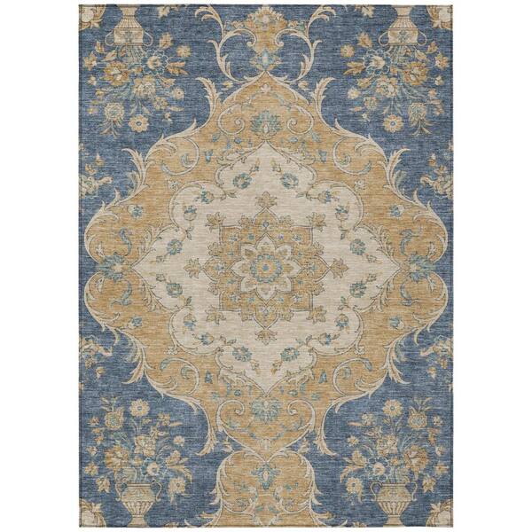 Chantille Machine Washable Indoor/Outdoor Abstract ACN3080 Navy 9 ft. x 12 ft. Area Rug