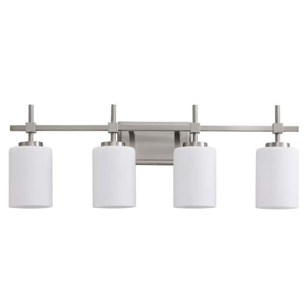 LAZYTIME HOME DECOR INC 29.3 in. 4 Light Brushed Nickel Plating Vanity Light with Frosted Glass Shade