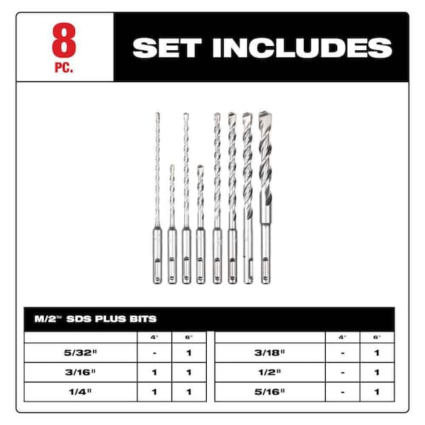  AConnet 3/16 - 5/8 Masonry Drill Bit Set, 9Pcs 3/8