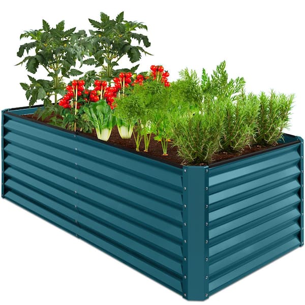 Best Choice Products 6 ft. x 3 ft. x 2 ft. Peacock Blue Outdoor Steel Raised Garden Bed Planter Box for Vegetables, Flowers, Herbs