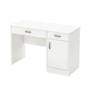 43.75 in. Pure White Rectangular 2 -Drawer Computer Desk with Adjustable Shelves