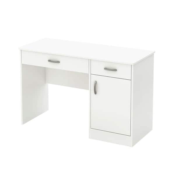 South Shore 43.75 in. Pure White Rectangular 2 -Drawer Computer Desk with Adjustable Shelves