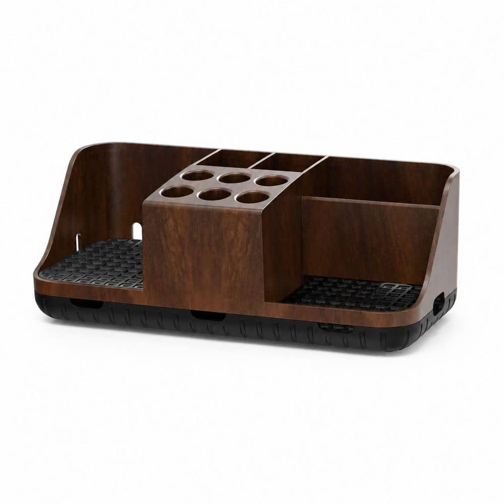 1-Piece Walnut Black Bathroom Countertop Accessory Set for Water Flosser, Toothbrush and Toothpaste Storage price history on PriceWatchPro