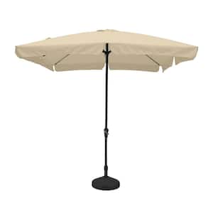 10-ft x 8-ft Rectangle Beige Market Patio Umbrella with Round Umbrella Base