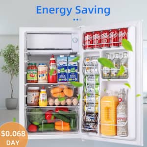 18.7 in. 3.2 cu.ft. Mini Refrigerator in White with Reversible Single Door, Energy Saving, Low Noise