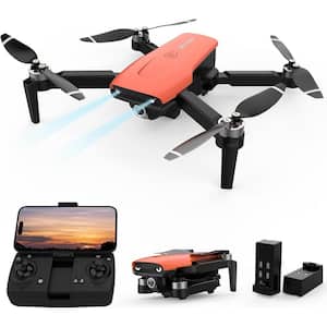 Drone with Camera for Adults Beginner with Foldable 2.4 GHz FPV, Brushless Motor, Altitude Hold and 2-Batteries, Orange
