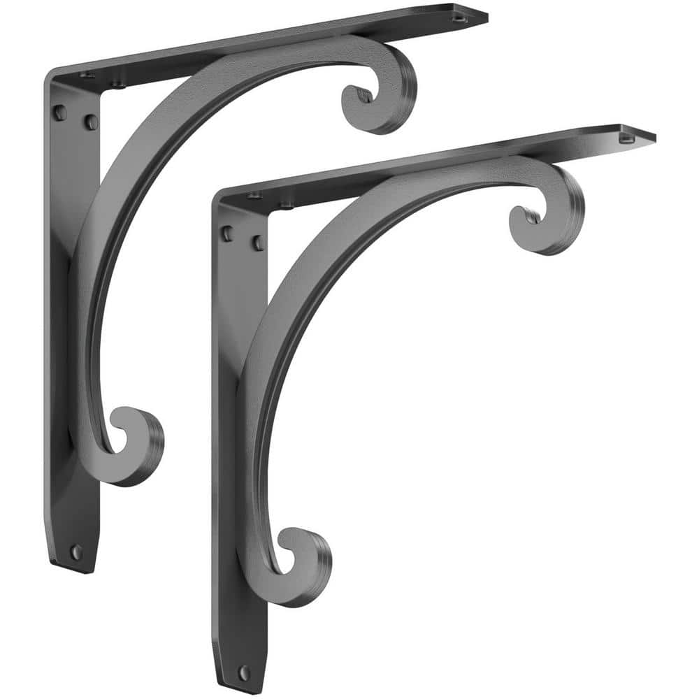 Starby Southern Charm 12 in. L Black Steel Heavy Duty Floating Shelf ...