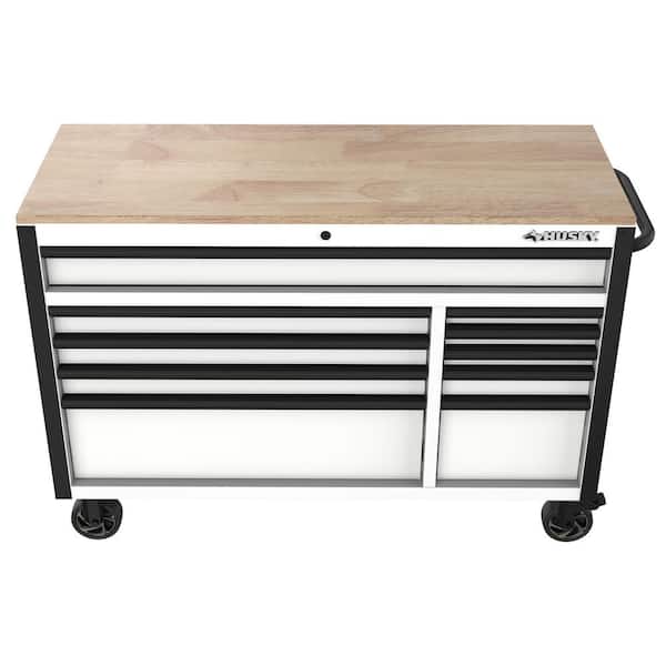 Husky Standard-Duty 52 in. W 10-Drawer Matte White Mobile