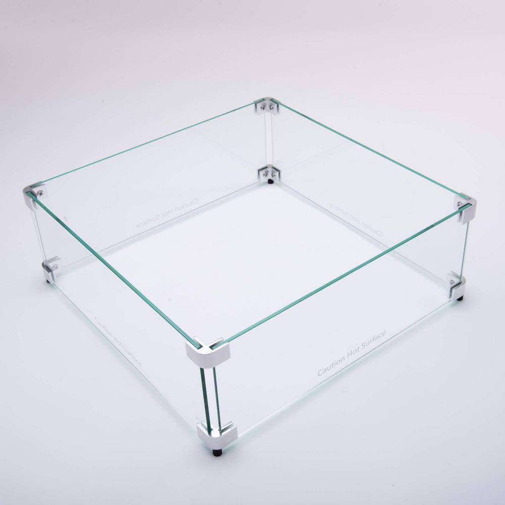 Clear Tempered Glass Square Fire Pit Wind Guard