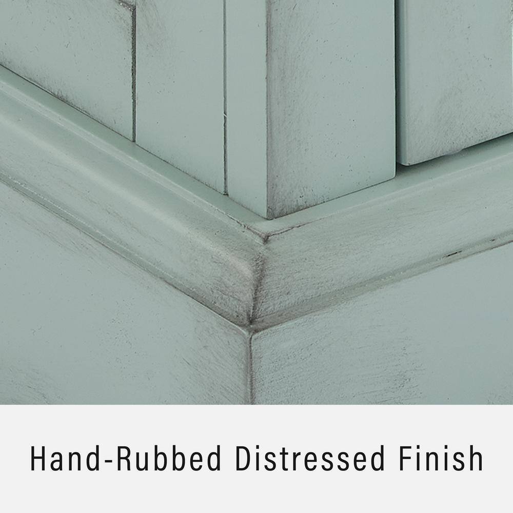 Holbrook Distressed Seafoam Blue Glass Door Sideboard Cabinet
